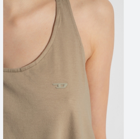 Diesel SPORT Women's Sleeveless Racer tank top in sage M - Picture 3 of 6